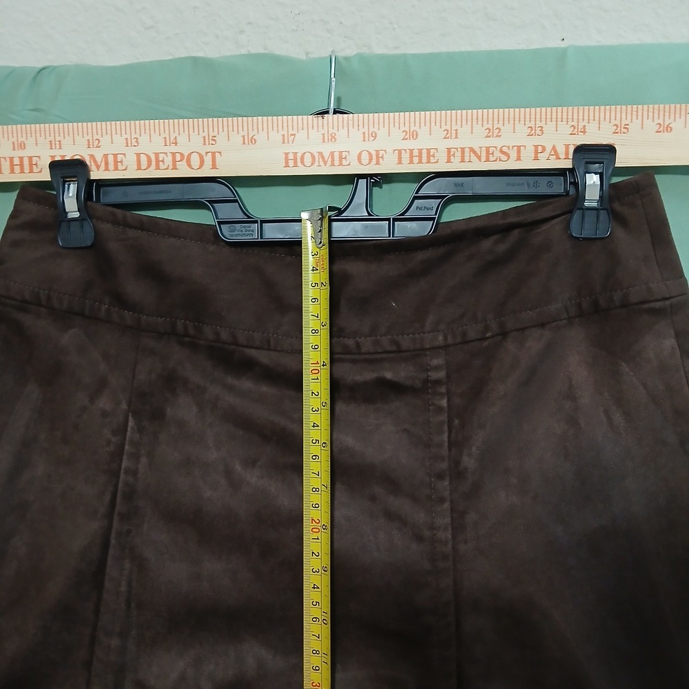 Vintage Liz Claiborne 90s Brown Faux Suede Zip Knee Length Skirt Women's Size 10 - Picture 3 of 11